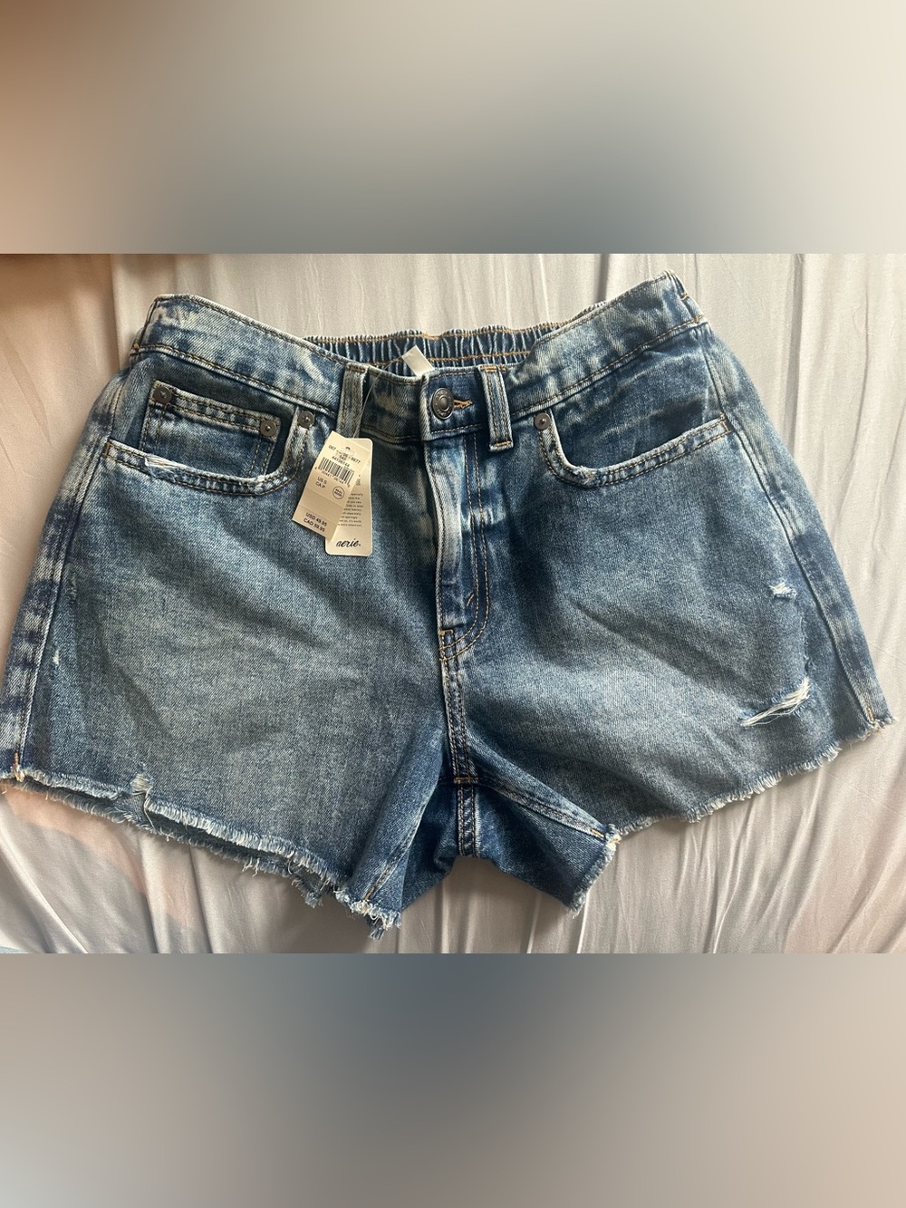 aerie Medium Wash Denim Cutoff Shorts